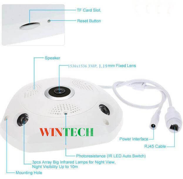 Camera ip WiFi WinTech VR-CAM 360 HD 960P